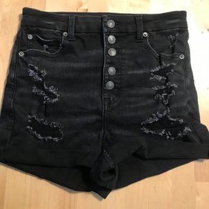 Distressed Black Jean Shorts